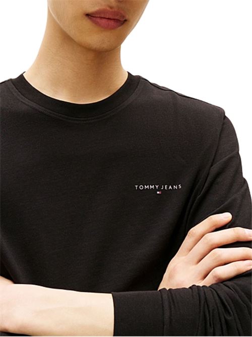 T-shirt in cotone a manica lunga nera Tommy Jeans | DM0DM21594BDS